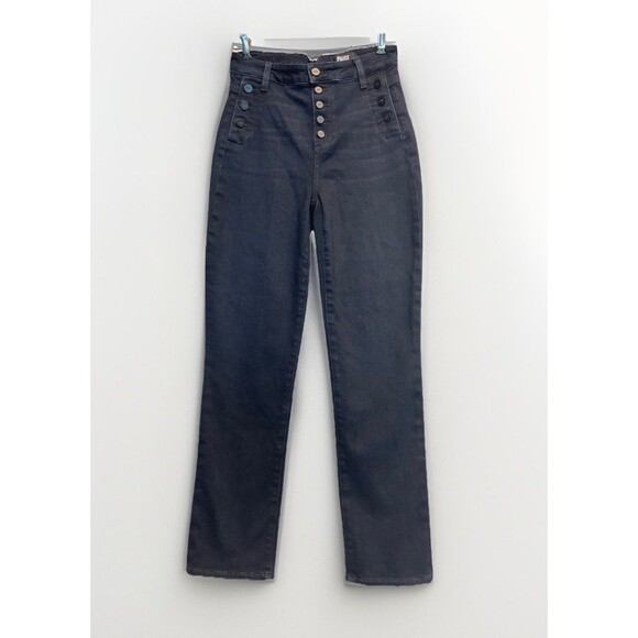 PAIGE Emmie Straight Ankle in Vela Black Jeans Sz 26 Revolve - Picture 2 of 9